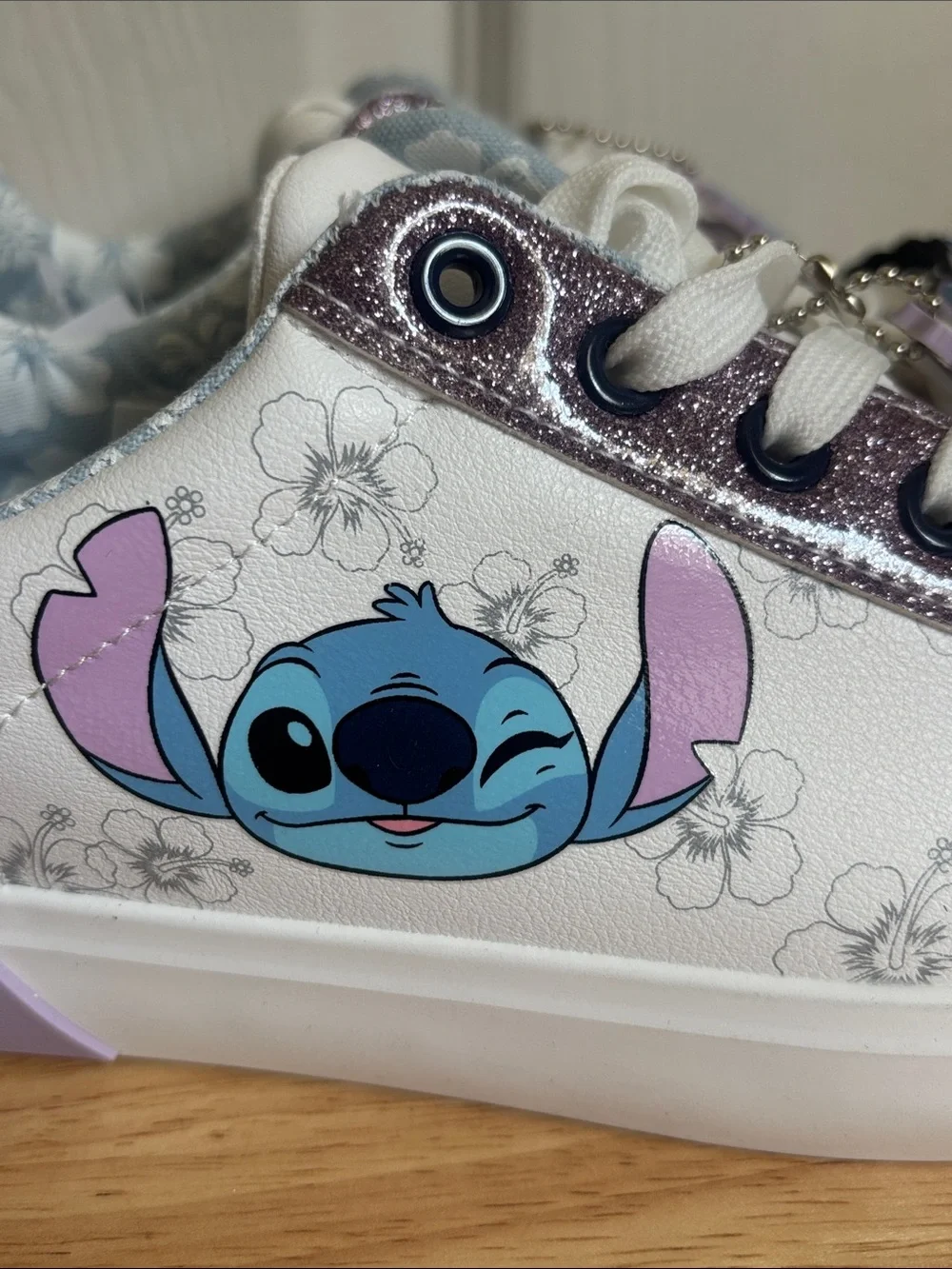 NEW Disney Ground Up White and Purple Lilo & Stitch Sneakers Size 7.5 Ohana